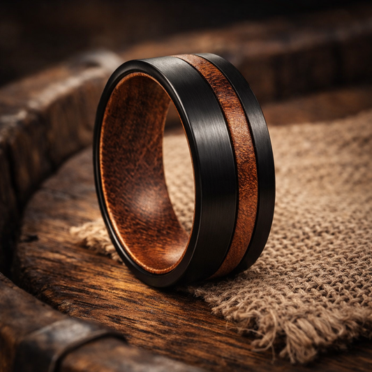 black tungsten burnt wood ring 8mm The Forgemaster