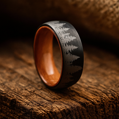 black tungsten whiskey barrel wood ring 8mm The Black Timber