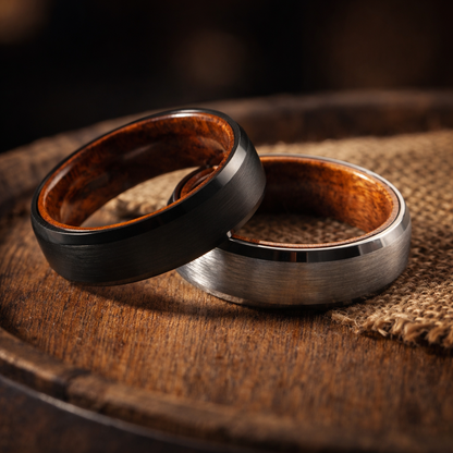 tungsten rosewood inner couple rings 6mm The Timber Relic