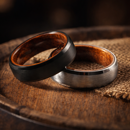 tungsten rosewood inner couple rings 6mm The Timber Relic